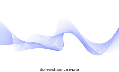 Abstract vector background with blue dynamic wave. Geometric abstract wavy lines background. Vector illustration. Blue wave isolated on white