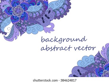 Abstract vector background, blue flowers, doodles, wedding invitations. Template flower design for card.
