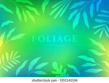 Abstrakter Vektorhintergrund in Blau, Grün und Türkis. Heller Farbverlauf für Ihre Website, Präsentationsabdeckung oder Poster. Blattrahmen. Leichte Mischung von Farbflecken. Bokeh-Effekt.