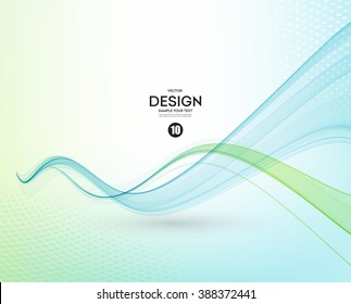 Abstract vector background, blue and green transparent waved lines for brochure, website, flyer design.  Blue green smoke wave. Transparent wave