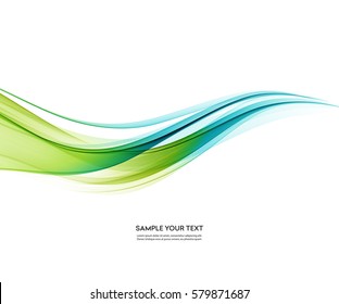 Abstract Vector Background, Blue And Green Waved Lines For Brochure, Website, Flyer Design. Transparent Smooth Wave.
