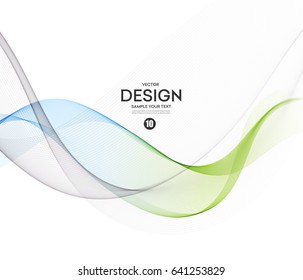 Abstract vector background, blue and green waved lines for brochure, website, flyer design. Transparent wave. Fresh design