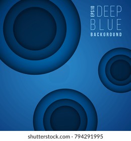 Abstract vector background with blue layered paper cut 3d holes. Deep blue dark banner, geometric brochure layer illustration