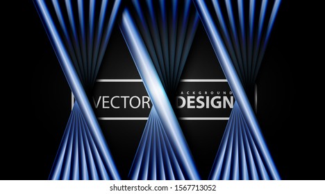 abstract vector background, blue metal line design patterns overlap with shadows.