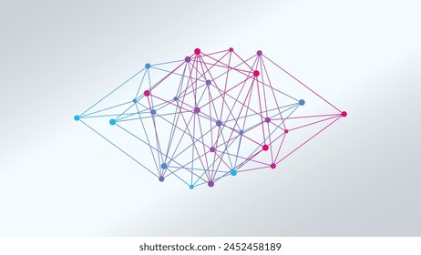 Abstract vector background. Blue pink gradient low poly network pattern. Triangle illustration for decoration, web design, neural connection, structure, presentation