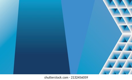 Abstrakter Vektorhintergrund mit blauem Rechteck, dreieckigen Formen und Farbverlauf. geeignet für Bildschirmhintergründe, Desktop-Hintergründe, Banner, Cover-Designs, Poster und Pamphlets.