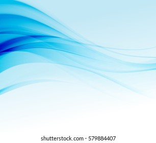 Abstract vector background with blue smooth color wave. Blue wavy lines