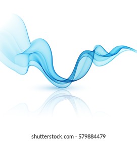 Abstract vector background with blue smooth color wave. Blue wavy lines