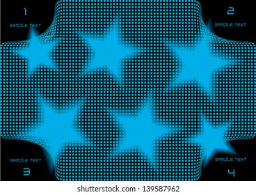 abstract vector background with blue stars and place for your text isolated on black