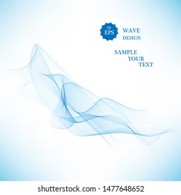 Abstract vector background, blue transparent wavy lines for brochure, website, flyer design. A wave of blue smoke. Blue wavy background.