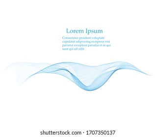 Abstract vector background, blue transparent wave lines for brochure, website, flyer design, smoke wave.