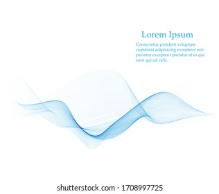 Abstract vector background, blue transparent wave lines for brochure, website, flyer design, smoke wave.