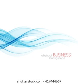 Abstract vector background, blue transparent waved lines for brochure, website, flyer design.  Blue smoke wave. Blue wavy background,