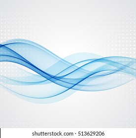 Abstract vector background, blue transparent waved lines for brochure, website, flyer design. smoke wave.