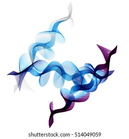 Abstract vector background, blue transparent waved lines for brochure, website, flyer design. Blue smoke wave.