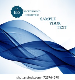 Abstract vector background, blue transparent wavy lines for brochure, website, flyer design. Blue smoke wave. Blue wavy background.
