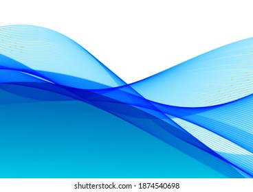 Resumen de fondo vectorial, líneas onduladas azules para folleto, sitio web, diseño de volante. Ola de agua transparente. Diseño científico o tecnológico.
