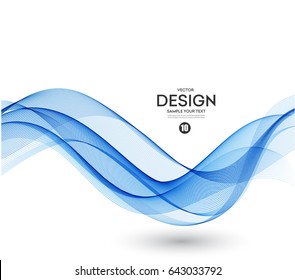 Abstract vector background, blue waved lines for brochure, website, flyer design. Transparent water wave. Science or technology design