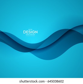 Abstract vector background, blue waved lines for brochure, website, flyer design. Transparent water wave. Science or technology design