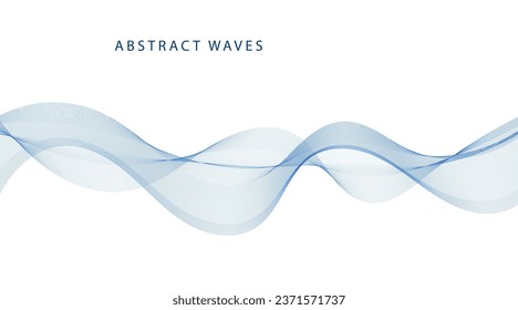 Abstract vector background with blue wavy lines. Blue wave background. Blue lines vector illustration. Curved wave. Abstract wave element for design.
