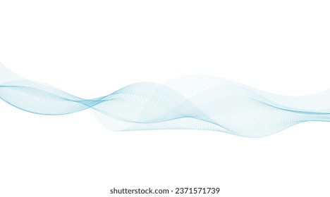 Abstract vector background with blue wavy lines. Blue wave background. Blue lines vector illustration. Curved wave. Abstract wave element for design.