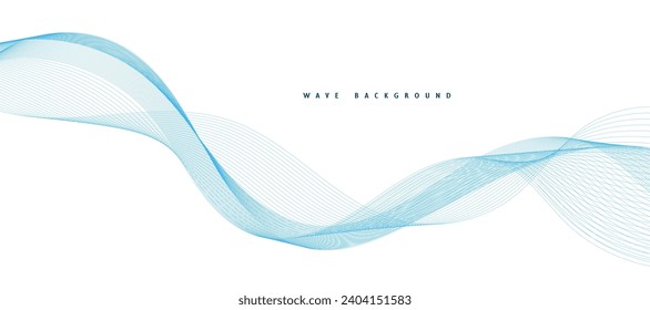 Abstract vector background with blue wavy lines. Blue wave background. Blue lines vector illustration. Curved wave. Abstract wave element for design.