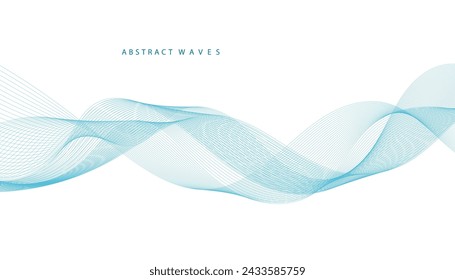 Abstract vector background with blue wavy lines. Blue wave background. Blue lines vector illustration. Curved wave. Abstract wave element for design.