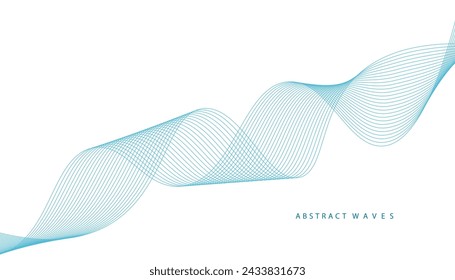 Abstract vector background with blue wavy lines. Blue wave background. Blue lines vector illustration. Curved wave. Abstract wave element for design.
