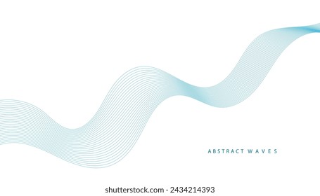 Abstract vector background with blue wavy lines. Blue wave background. Blue lines vector illustration. Curved wave. Abstract wave element for design.