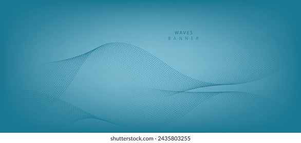 Abstract vector background with blue wavy lines. Blue wave background. Blue lines vector illustration. Curved wave. Abstract wave element for design.
