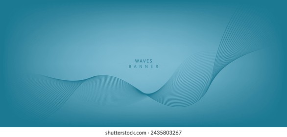 Abstract vector background with blue wavy lines. Blue wave background. Blue lines vector illustration. Curved wave. Abstract wave element for design.