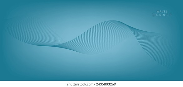 Abstract vector background with blue wavy lines. Blue wave background. Blue lines vector illustration. Curved wave. Abstract wave element for design.