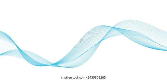 Abstract vector background with blue wavy lines. Blue wave background. Blue lines vector illustration. Curved wave. Abstract wave element for design.