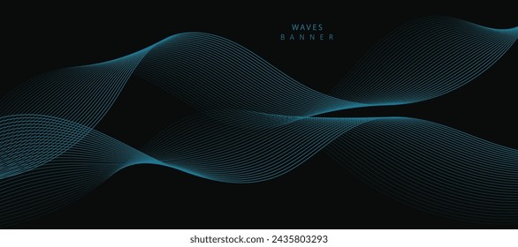 Abstract vector background with blue wavy lines. Blue wave background. Blue lines vector illustration. Curved wave. Abstract wave element for design.