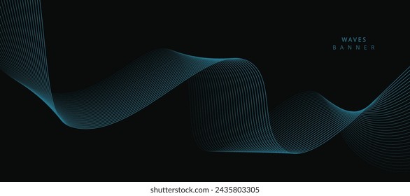 Abstract vector background with blue wavy lines. Blue wave background. Blue lines vector illustration. Curved wave. Abstract wave element for design.