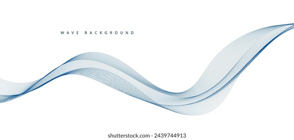 Abstract vector background with blue wavy lines. Blue lines vector illustration. Curved wave. Abstract wave element for design.