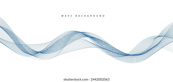 Abstract vector background with blue wavy lines. Blue wave background. Blue lines vector illustration. Curved wave. Abstract wave element for design.
