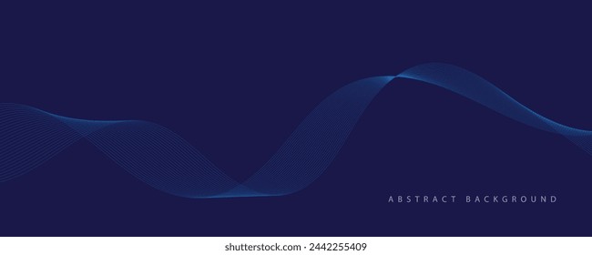 Abstract vector background with blue wavy lines. Blue wave background. Blue lines vector illustration. Curved wave. Abstract wave element for design.
