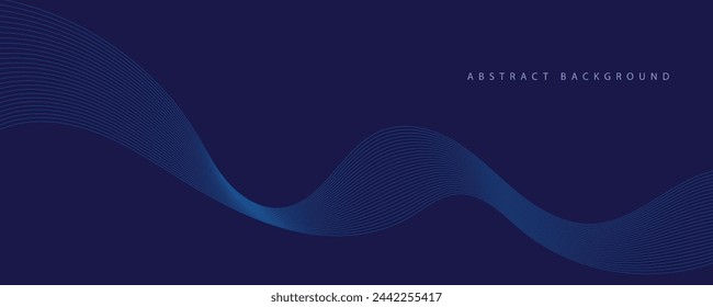 Abstract vector background with blue wavy lines. Blue wave background. Blue lines vector illustration. Curved wave. Abstract wave element for design.
