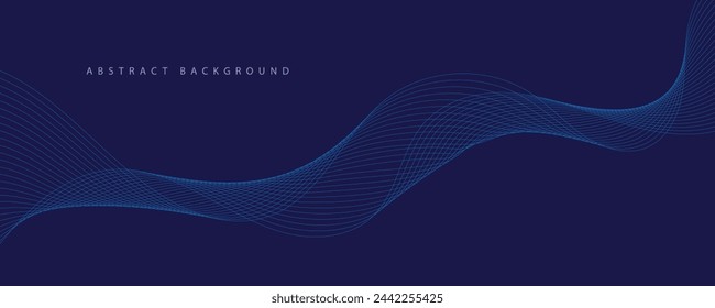 Abstract vector background with blue wavy lines. Blue wave background. Blue lines vector illustration. Curved wave. Abstract wave element for design.
