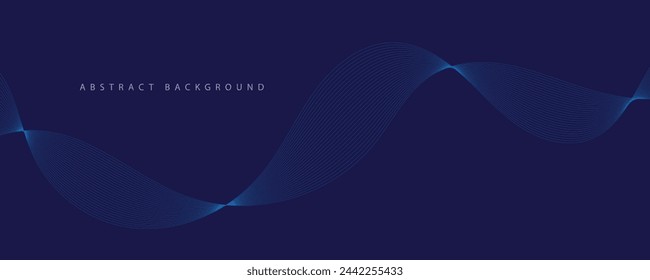 Abstract vector background with blue wavy lines. Blue wave background. Blue lines vector illustration. Curved wave. Abstract wave element for design.
