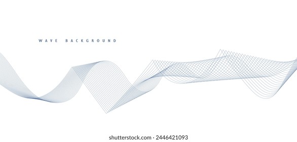 Abstract vector background with blue wavy lines. Blue wave background. Blue lines vector illustration. Curved wave. Abstract wave element for design.
