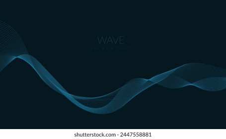 Abstract vector background with blue wavy lines. Blue wave background. Blue lines vector illustration. Curved wave. Abstract wave element for design.
