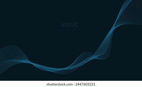 Abstract vector background with blue wavy lines. Blue wave background. Blue lines vector illustration. Curved wave. Abstract wave element for design.
