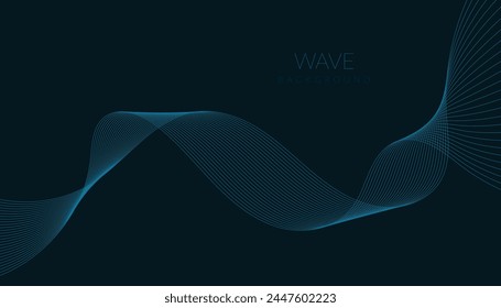 Abstract vector background with blue wavy lines. Blue wave background. Blue lines vector illustration. Curved wave. Abstract wave element for design.
