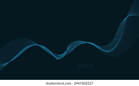Abstract vector background with blue wavy lines. Blue wave background. Blue lines vector illustration. Curved wave. Abstract wave element for design.

