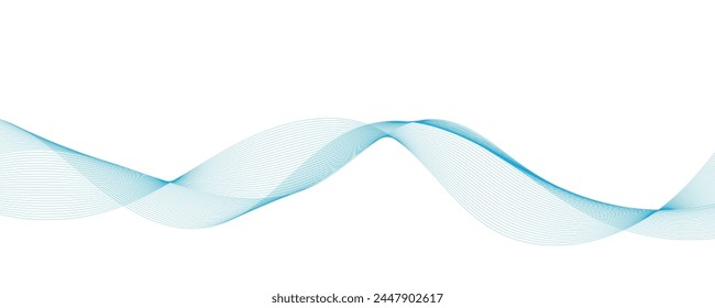 Abstract vector background with blue wavy lines. Blue wave background. Blue lines vector illustration. Curved wave. Abstract wave element for design.
