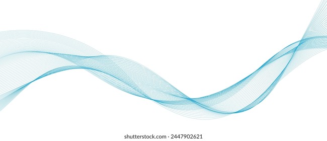 Abstract vector background with blue wavy lines. Blue wave background. Blue lines vector illustration. Curved wave. Abstract wave element for design.
