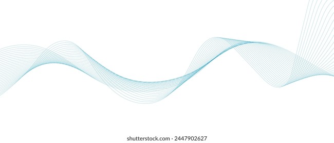 Abstract vector background with blue wavy lines. Blue wave background. Blue lines vector illustration. Curved wave. Abstract wave element for design.
