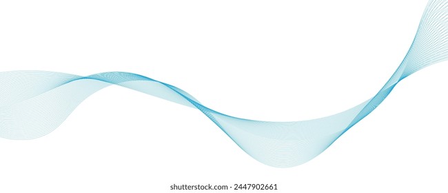 Abstract vector background with blue wavy lines. Blue wave background. Blue lines vector illustration. Curved wave. Abstract wave element for design.
